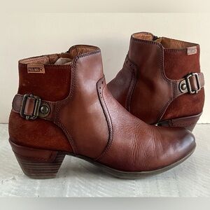 Pikolinos ROTTERDAM Leather Shede ankle boots with decorative buckle sz 39 | 8.5